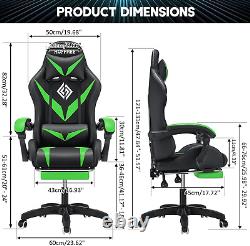 Gaming Chair with LED Lights and Massage Ergonomic Computer Chair with Footrest