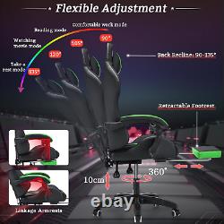 Gaming Chair with LED Lights and Massage Ergonomic Computer Chair with Footrest