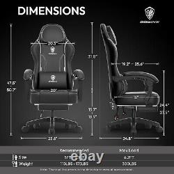 Gaming Chair with Massage, Ergonomic Design with Footrest & Lumbar Support