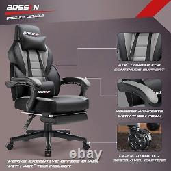 Gaming Chair with Massage, Ergonomic Design with Footrest & Lumbar Support