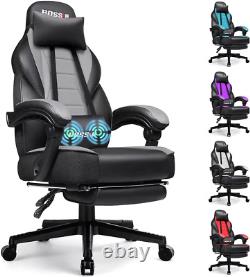 Gaming Chair with Massage, Ergonomic Design with Footrest & Lumbar Support