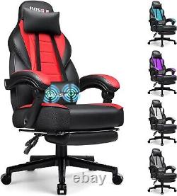 Gaming Chair with Massage, Ergonomic Heavy Duty Design with Footrest and Lumbar