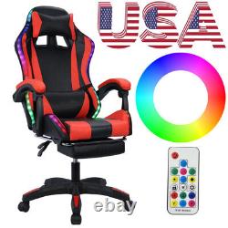 Gaming Chair with Massage Lumbar Support Bluetooth Speakers Backrest Adjustable