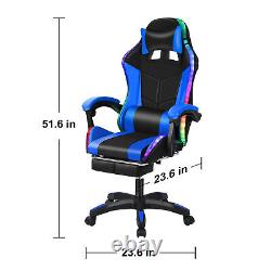 Gaming Chair with Massage Lumbar Support Bluetooth Speakers Backrest Adjustable