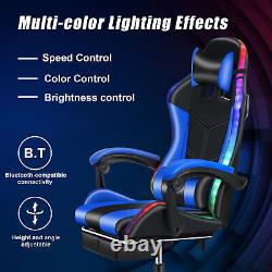 Gaming Chair with Massage Lumbar Support Bluetooth Speakers Backrest Adjustable