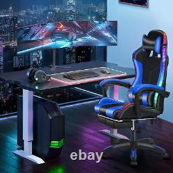 Gaming Chair with Massage Lumbar Support Bluetooth Speakers Backrest Adjustable