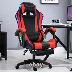 Gaming Chair with Massage Lumbar Support Bluetooth Speakers Backrest Adjustable