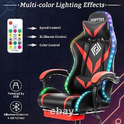 Gaming Chair with Massage and LED RGB Lights Ergonomic Computer Chair with Footr