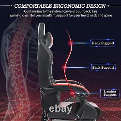 Gaming Chair with Massage and LED RGB Lights Ergonomic Computer Chair with Footr