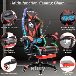 Gaming Chair with Massage and LED RGB Lights Ergonomic Computer Chair with Footr