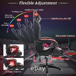 Gaming Chair with Massage and LED RGB Lights Ergonomic Computer Chair with Footr