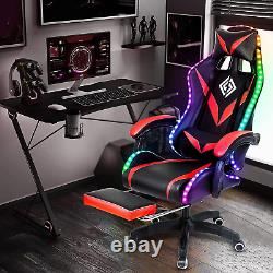 Gaming Chair with Massage and LED RGB Lights Ergonomic Computer Chair with Footr