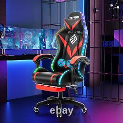 Gaming Chair with Massage and LED RGB Lights Ergonomic Computer Chair with Footr