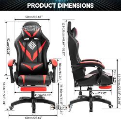 Gaming Chair with Massage and LED RGB Lights Ergonomic Computer Chair with Footr