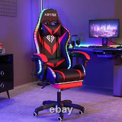 Gaming Chair with Massage and LED RGB Lights Ergonomic Computer Chair with Footr