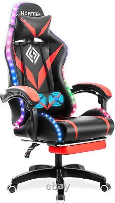 Gaming Chair with Massage and LED RGB Lights Ergonomic Computer Chair with Footr