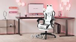 Gaming Chair with Plush Doggy, Massage Lumbar Support, Footrest, Headrest Ergo