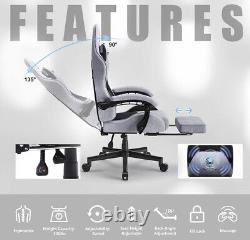 Gaming Chair with Pocket Spring Cushion, Massage Game Chair Cloth 2yr Warranty