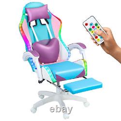 Gaming Chair with RGB LED Lights Ergonomic Computer Chair with Massage&Footrest