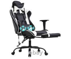 Gaming Massage Office Chair Ergonomic PU Leather Recliner Computer Chair