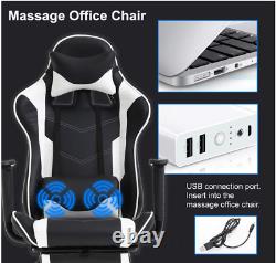 Gaming Massage Office Chair Ergonomic PU Leather Recliner Computer Chair