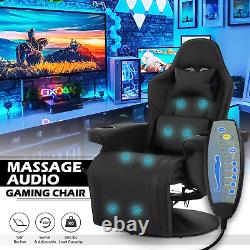 Gaming Racing Massage Chair Reclinable Computer Swivel Seat withBluetooth Speakers