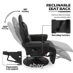 Gaming Racing Massage Chair Reclinable Computer Swivel Seat withBluetooth Speakers