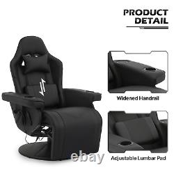 Gaming Racing Massage Chair Reclinable Computer Swivel Seat withBluetooth Speakers