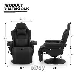 Gaming Racing Massage Chair Reclinable Computer Swivel Seat withBluetooth Speakers