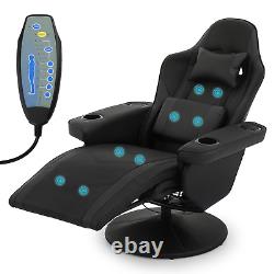 Gaming Racing Massage Chair Reclinable Computer Swivel Seat withBluetooth Speakers