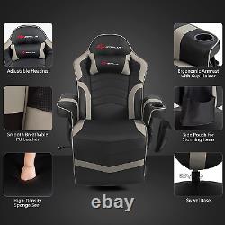 Gaming Recliner Massage Gaming Chair with Footrest Ergonomic PU Leather