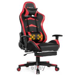 Goplus Massage Gaming Chair Reclining Racing Chair withLumbar Support Office Red