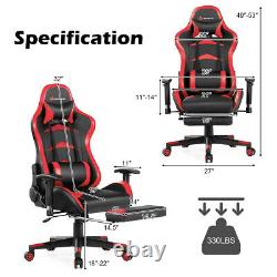 Goplus Massage Gaming Chair Reclining Racing Chair withLumbar Support Office Red