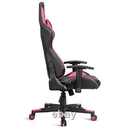 Goplus Massage Gaming Chair Reclining Racing Chair with Lumbar Support Pink