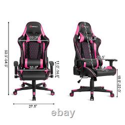 Goplus Massage Gaming Chair Reclining Racing Chair with Lumbar Support Pink