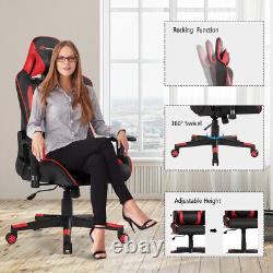 Goplus Massage Gaming Chair Reclining Racing Chair with Lumbar Support Red