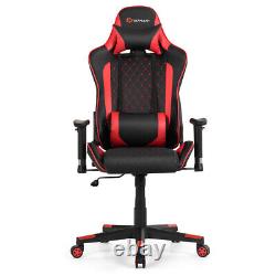 Goplus Massage Gaming Chair Reclining Racing Chair with Lumbar Support Red