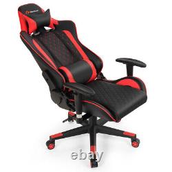 Goplus Massage Gaming Chair Reclining Racing Chair with Lumbar Support Red