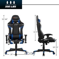 Goplus Massage Gaming Chair Reclining Swivel Racing Chair withLumbar Support Blue