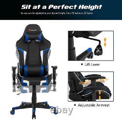 Goplus Massage Gaming Chair Reclining Swivel Racing Chair withLumbar Support Blue