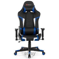 Goplus Massage Gaming Chair Reclining Swivel Racing Chair withLumbar Support Blue