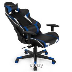 Goplus Massage Gaming Chair Reclining Swivel Racing Chair withLumbar Support Blue