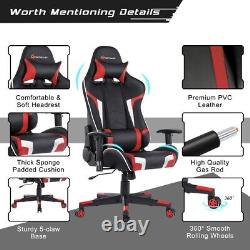 Goplus Massage Gaming Chair Reclining Swivel Racing Chair with Lumbar Support Red