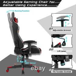 Goplus Massage Gaming Chair Reclining Swivel Racing Chair with Lumbar Support Red