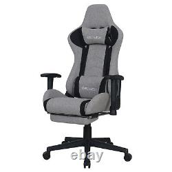 Gray Gaming Chair with Footrest and Massage High Back Ergonomic Lumbar Support