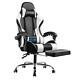 Gtplayer Gaming Chair with Footrest and Ergonomic Lumbar Massage Pillow Faux Lea