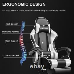 Gtplayer Gaming Chair with Footrest and Ergonomic Lumbar Massage Pillow Faux Lea