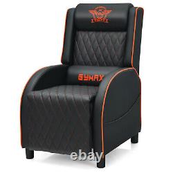 Gymax Massage Gaming Recliner Chair Leather Single Sofa for Home Theater Orange