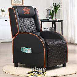 Gymax Massage Gaming Recliner Chair Leather Single Sofa for Home Theater Orange