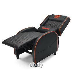 Gymax Massage Gaming Recliner Chair Leather Single Sofa for Home Theater Orange